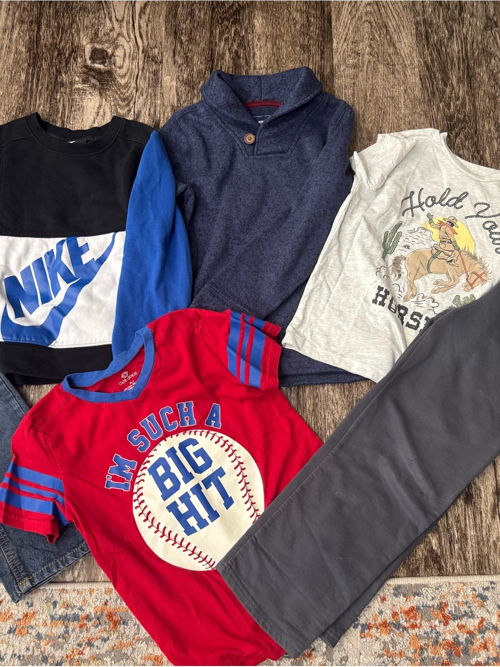 Nike Black & Blue Colorblock Kids Tee with Bold Logo